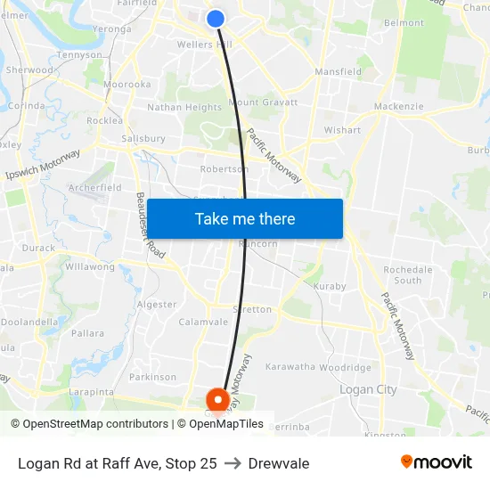 Logan Rd at Raff Ave, Stop 25 to Drewvale map