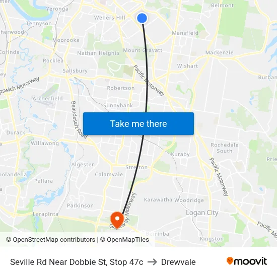 Seville Rd Near Dobbie St, Stop 47c to Drewvale map