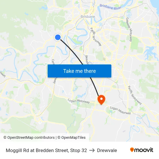Moggill Rd at Bredden Street, Stop 32 to Drewvale map