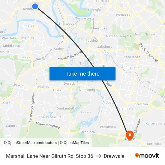 Marshall Lane Near Gilruth Rd, Stop 36 to Drewvale map