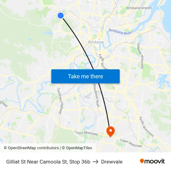 Gilliat St Near Camoola St, Stop 36b to Drewvale map