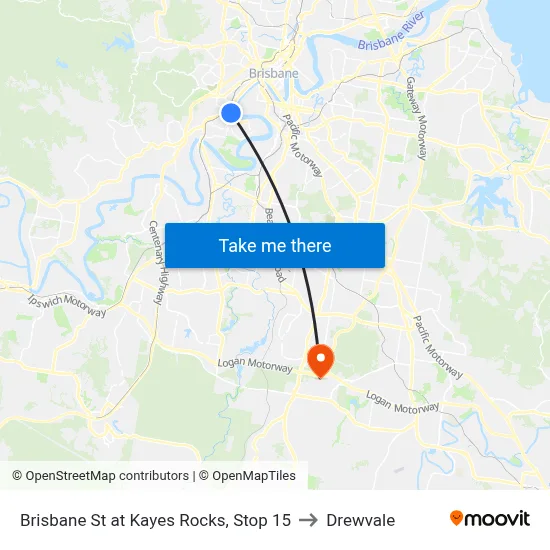 Brisbane St at Kayes Rocks, Stop 15 to Drewvale map