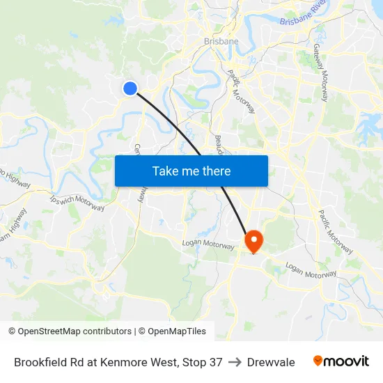 Brookfield Rd at Kenmore West, Stop 37 to Drewvale map