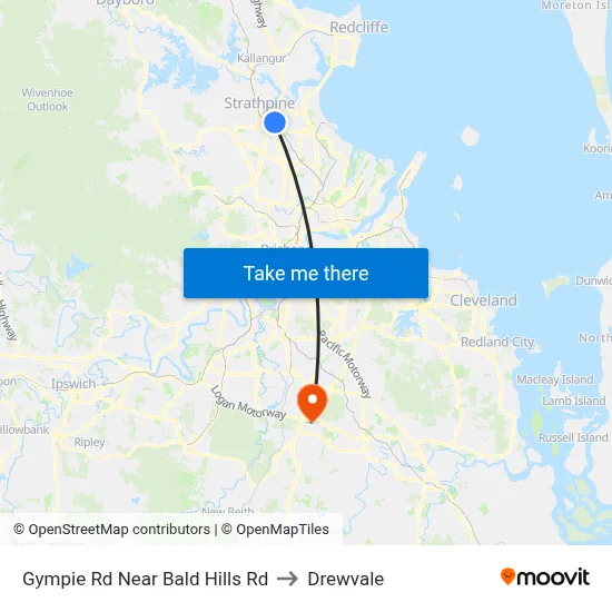 Gympie Rd Near Bald Hills Rd to Drewvale map