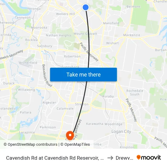 Cavendish Rd at Cavendish Rd Reservoir, Stop 40 to Drewvale map