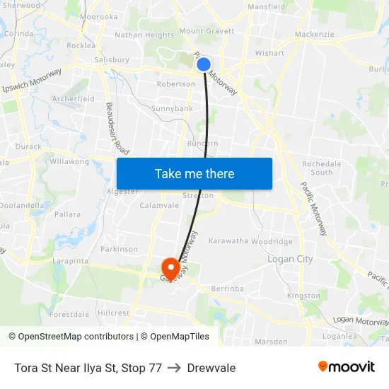 Tora St Near Ilya St, Stop 77 to Drewvale map