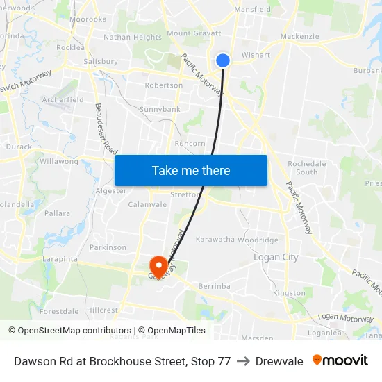Dawson Rd at Brockhouse Street, Stop 77 to Drewvale map