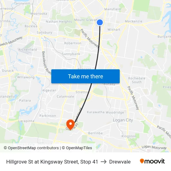 Hillgrove St at Kingsway Street, Stop 41 to Drewvale map
