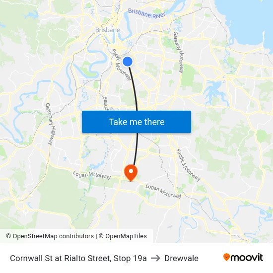Cornwall St at Rialto Street, Stop 19a to Drewvale map