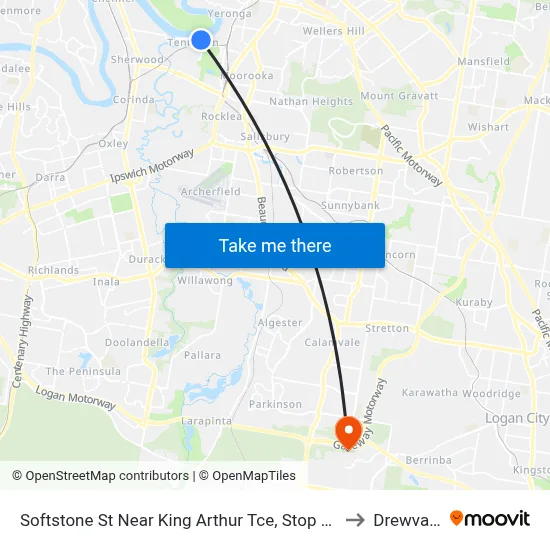 Softstone St Near King Arthur Tce, Stop 38 to Drewvale map
