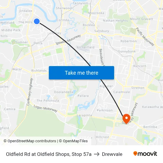 Oldfield Rd at Oldfield Shops, Stop 57a to Drewvale map