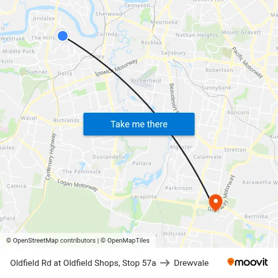 Oldfield Rd at Oldfield Shops, Stop 57a to Drewvale map