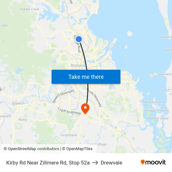 Kirby Rd Near Zillmere Rd, Stop 52a to Drewvale map
