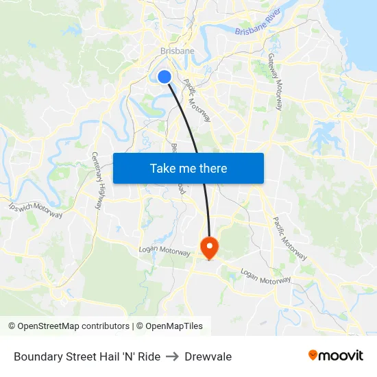 Boundary Street Hail 'N' Ride to Drewvale map