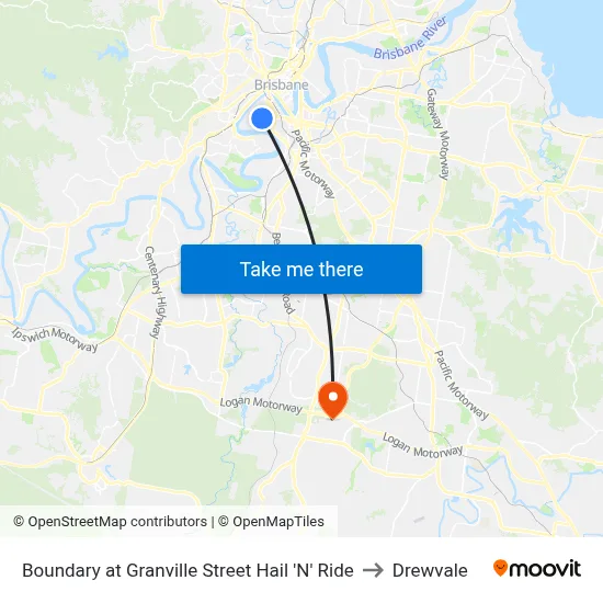 Boundary at Granville Street Hail 'N' Ride to Drewvale map