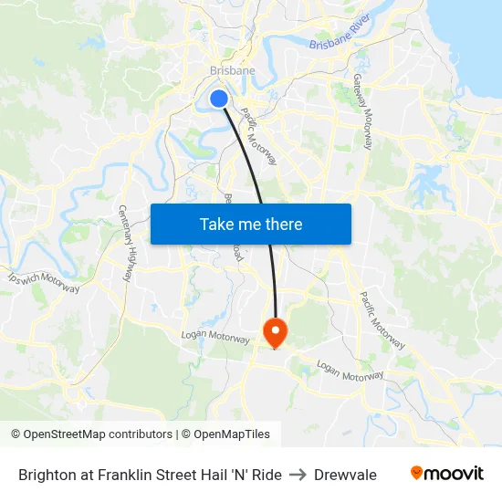 Brighton at Franklin Street Hail 'N' Ride to Drewvale map
