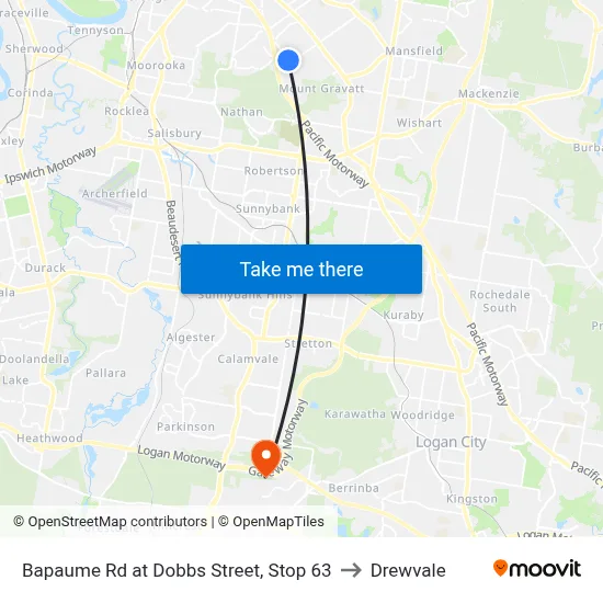 Bapaume Rd at Dobbs Street, Stop 63 to Drewvale map
