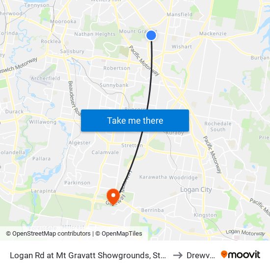 Logan Rd at Mt Gravatt Showgrounds, Stop 38a to Drewvale map