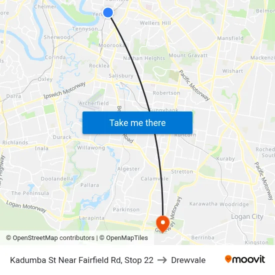 Kadumba St Near Fairfield Rd, Stop 22 to Drewvale map