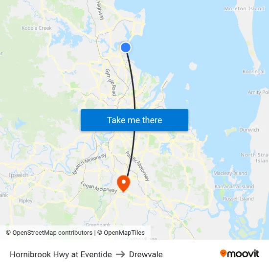 Hornibrook Hwy at Eventide to Drewvale map