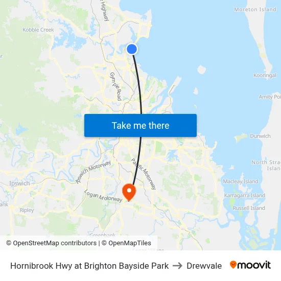 Hornibrook Hwy at Brighton Bayside Park to Drewvale map
