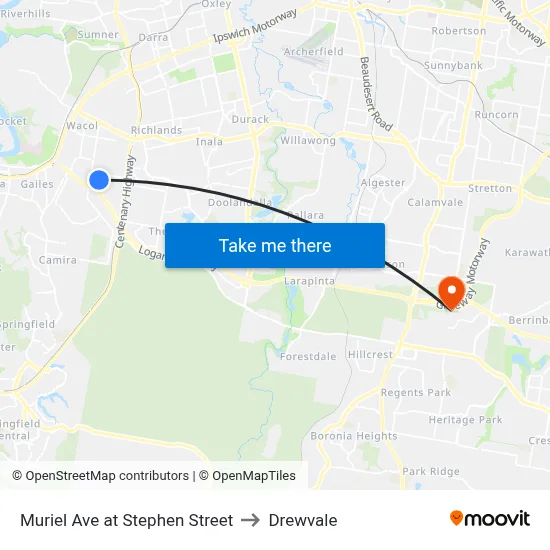 Muriel Ave at Stephen Street to Drewvale map