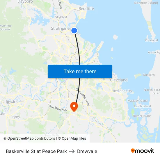 Baskerville St at Peace Park to Drewvale map
