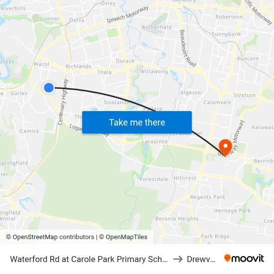 Waterford Rd at Carole Park Primary School to Drewvale map