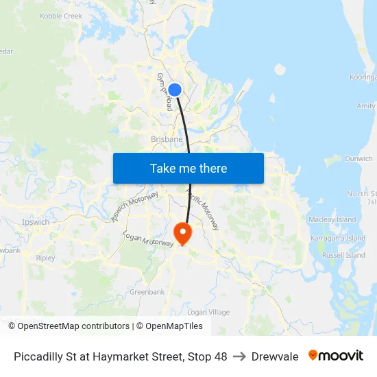 Piccadilly St at Haymarket Street, Stop 48 to Drewvale map