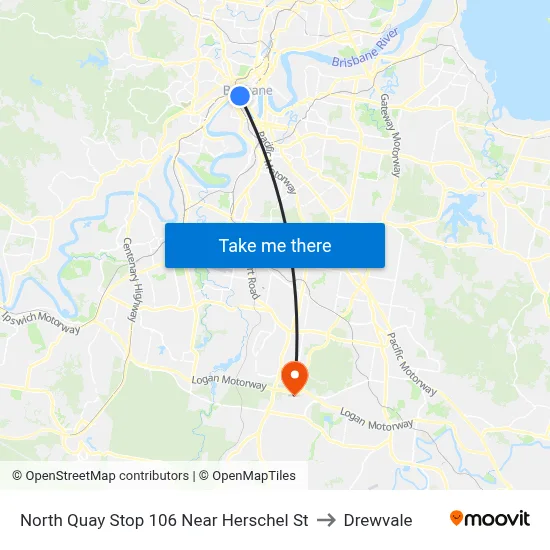 North Quay Stop 106 Near Herschel St to Drewvale map