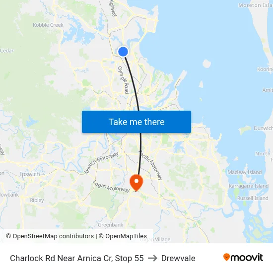 Charlock Rd Near Arnica Cr, Stop 55 to Drewvale map