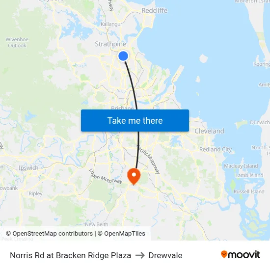 Norris Rd at Bracken Ridge Plaza to Drewvale map