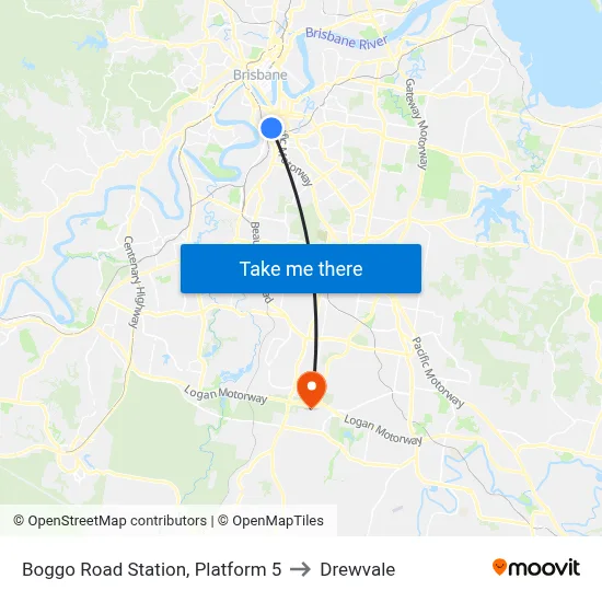Boggo Road Station, Platform 5 to Drewvale map