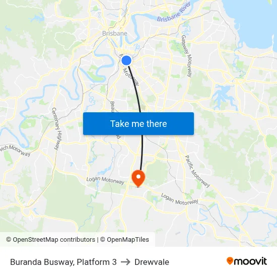 Buranda Busway, Platform 3 to Drewvale map
