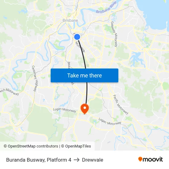 Buranda Busway, Platform 4 to Drewvale map