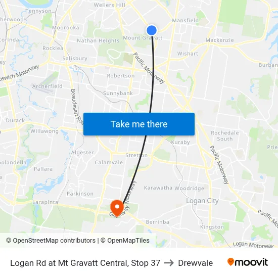 Logan Rd at Mt Gravatt Central, Stop 37 to Drewvale map