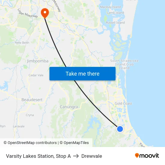 Varsity Lakes Station, Stop A to Drewvale map