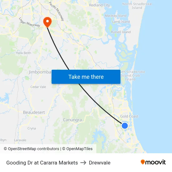 Gooding Dr at Cararra Markets to Drewvale map