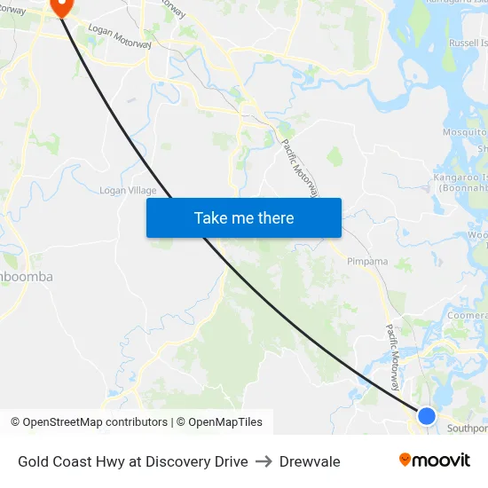 Gold Coast Hwy at Discovery Drive to Drewvale map