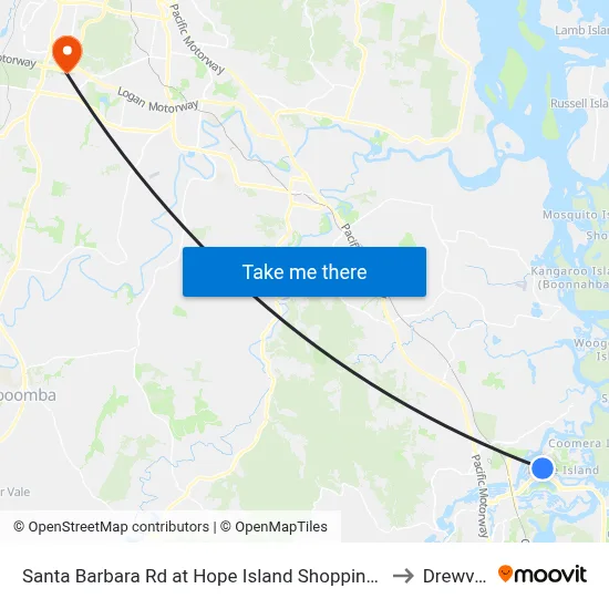 Santa Barbara Rd at Hope Island Shopping Centre to Drewvale map