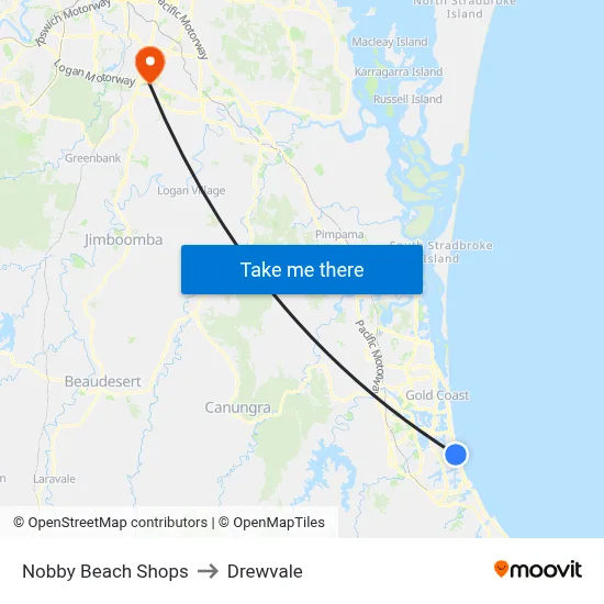 Nobby Beach Shops to Drewvale map