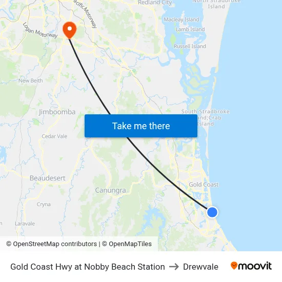 Gold Coast Hwy at Nobby Beach Station to Drewvale map