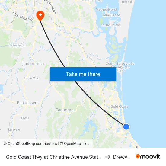 Gold Coast Hwy at Christine Avenue Station to Drewvale map