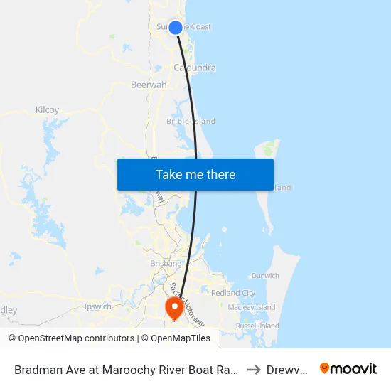 Bradman Ave at Maroochy River Boat Ramp to Drewvale map