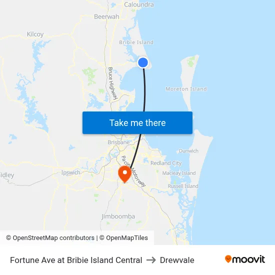 Fortune Ave at Bribie Island Central to Drewvale map