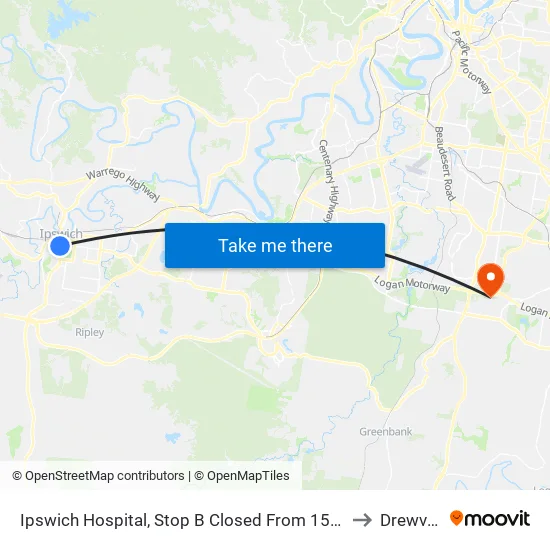 Ipswich Hospital, Stop B to Drewvale map