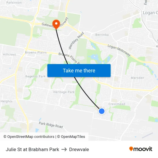 Julie St at Brabham Park to Drewvale map