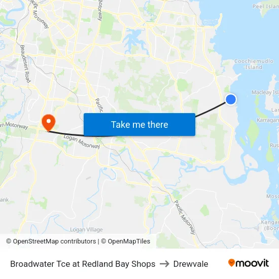 Broadwater Tce at Redland Bay Shops to Drewvale map