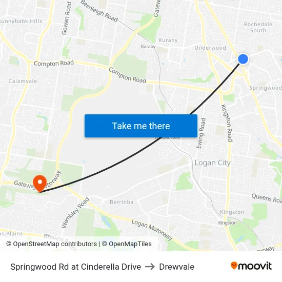 Springwood Rd at Cinderella Drive to Drewvale map