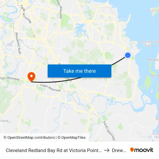 Cleveland Redland Bay Rd at Victoria Point High School to Drewvale map